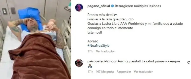 Pagano uso sus redes sociales para hablar sobre su estado de salud. Foto: Captura de pantalla.