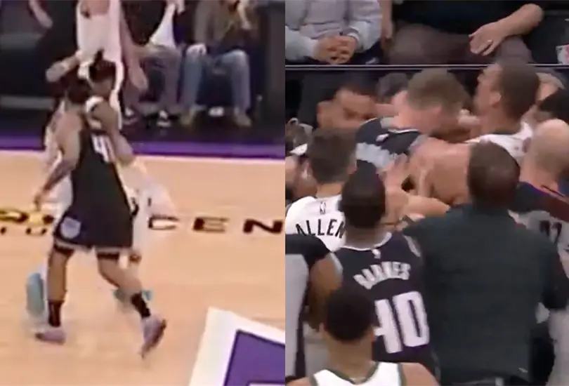 Un empuj&oacute;n a Giannis Antetokounmpo inici&oacute; una pelea campal entre Bucks y Kings