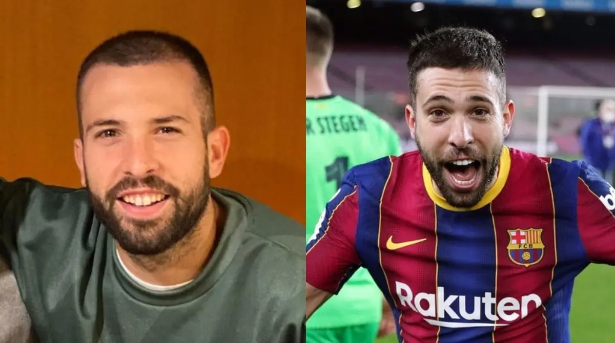 JORDI ALBA. Durante la reanudaci&oacute;n del futbol tras la pandemia por Covid-19, en 2020, el espa&ntilde;ol luc&iacute;a una cabellera en decadencia y dejando sus entradas al descubierto. Para 2021 y con la Eurocopa como evento principal para mostrarse nuevamente ante el mundo, el lateral espa&ntilde;ol luci&oacute; unas entradas pobladas y mayor densidad capilar.