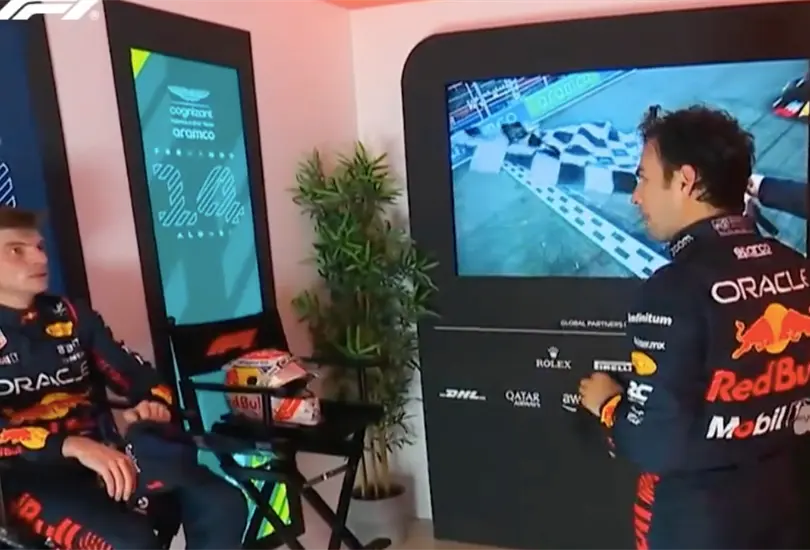 Sergio Checo Pérez habló con Max Verstappen de la vuelta rápida en tras el Gran Premio de Arabia Saudita. Sergio Checo Pérez habló con Max Verstappen de la vuelta rápida en tras el Gran Premio de Arabia Saudita.