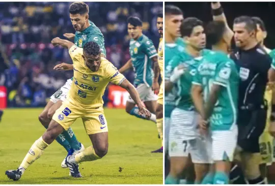 América y León empataron a dos goles en el Estadio Azteca donde Fernando Hernández pateó a un futbolista.