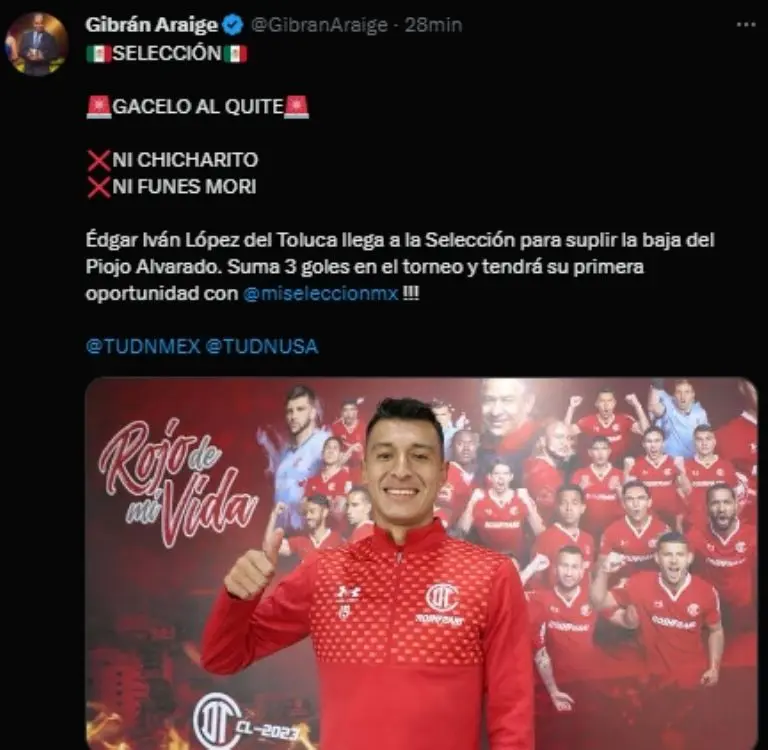 Captura de pantalla de la actualización sobre Henry Martín.