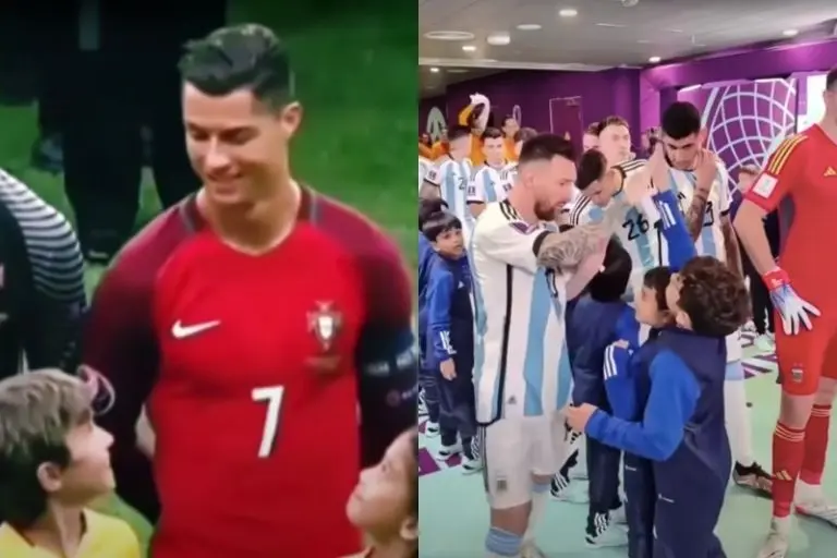 Cristiano Ronaldo y Lionel Messi han aprovechado las previas de los partidos para saludar niños - Capturas