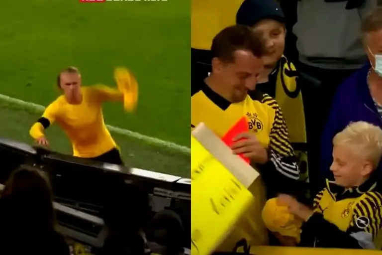 Erling Haaland le regaló su playera a un niño que se lo pidió - Capturas de pantalla