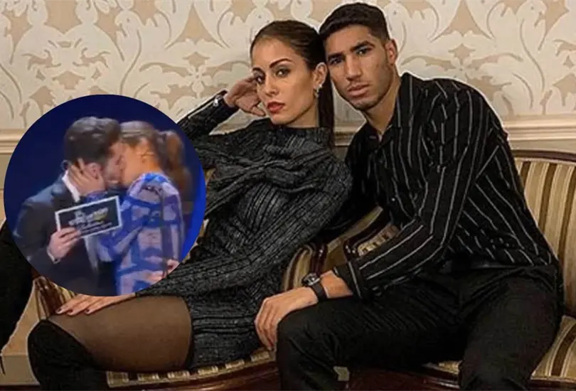 Las esposa de Achraf Hakimi sorprendió con un beso en público. Las esposa de Achraf Hakimi sorprendió con un beso en público.