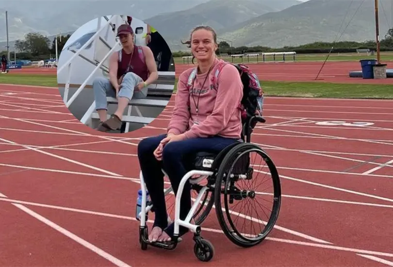Una atleta paralímpica se tuvo que bajar del avión sola ante la falta de una rampa Una atleta paralímpica se tuvo que bajar del avión sola ante la falta de una rampa