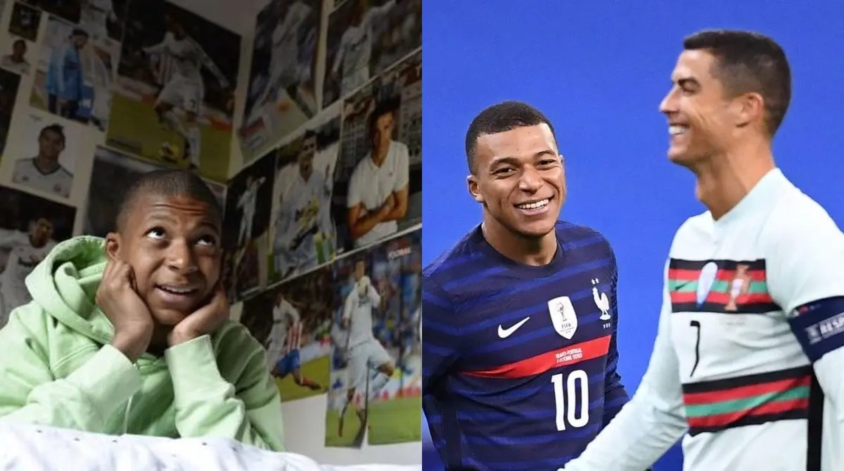 Las im&aacute;genes de Kylian Mbapp&eacute; cuando ni&ntilde;o causaron sensaci&oacute;n al empezar el despunte de su carrera, particularmente porque su cuarto estaba repleto de im&aacute;genes de Cristiano Ronaldo. Con el paso del tiempo admiti&oacute; su gusto por el portugu&eacute;s y en redes sociales ha destacado que se trata de su &iacute;dolo.