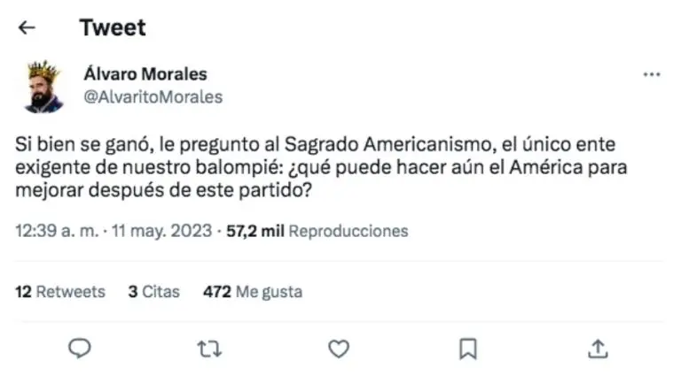 Álvaro Morales pidió la opinión de la fanaticada del América luego de su victoria sobre Atlético de San Luis - Captura