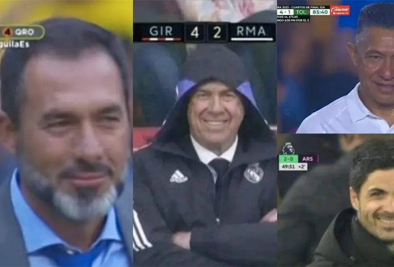 La televisi&oacute;n ha permitido ver el rostro de varios directores t&eacute;cnicos que no dejaron de sonre&iacute;r a pesar de que iban perdiendo por amplia diferencia en el marcador.