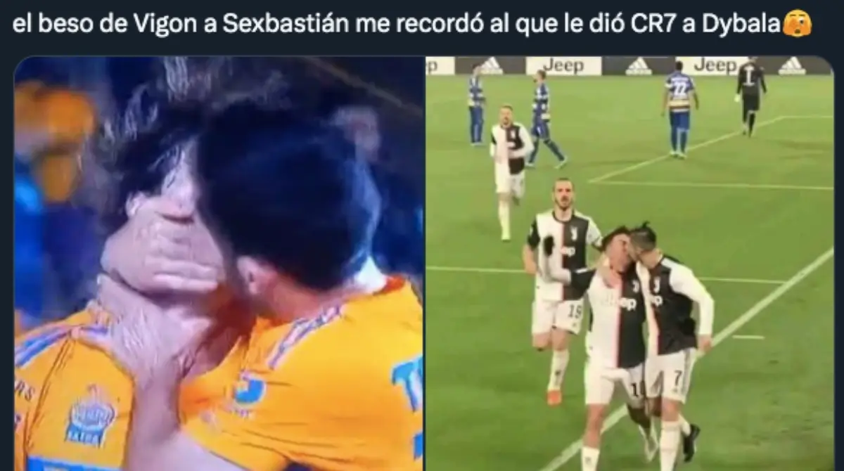 El beso de Vigón a Córdova se lleva los memes en el empate de Tigres y Rayados