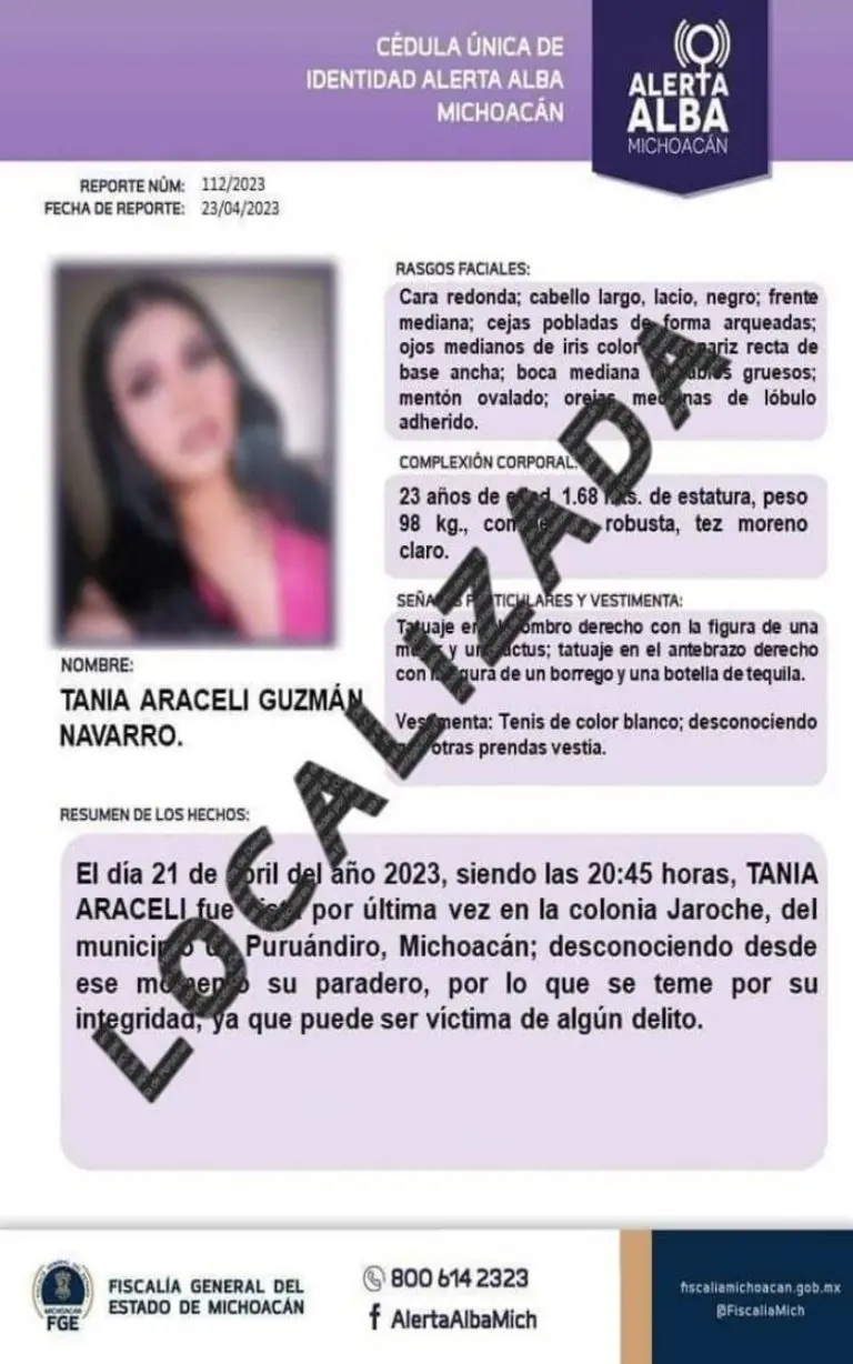 Confirmaron que Tania Guzmán fue localizada. (Redes Sociales)