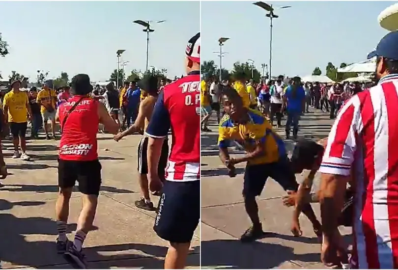 Aficionados de Chivas y Tigres tuvieron una ri&ntilde;a a las afueras del Estadio Akron previo a la final de vuelta del Clausura 2023