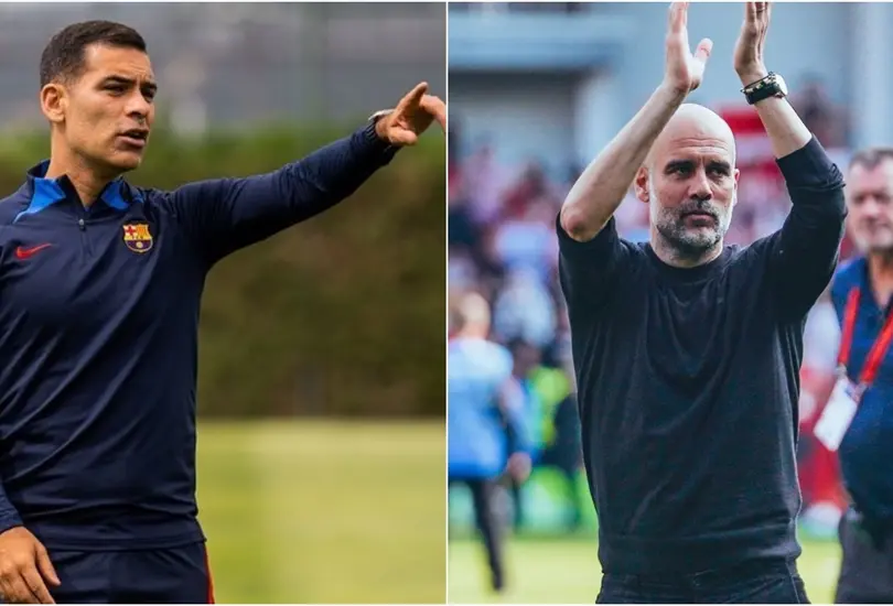 Pep Guardiola y Rafa M&aacute;rquez, personajes exitosos en la historia del Barcelona.