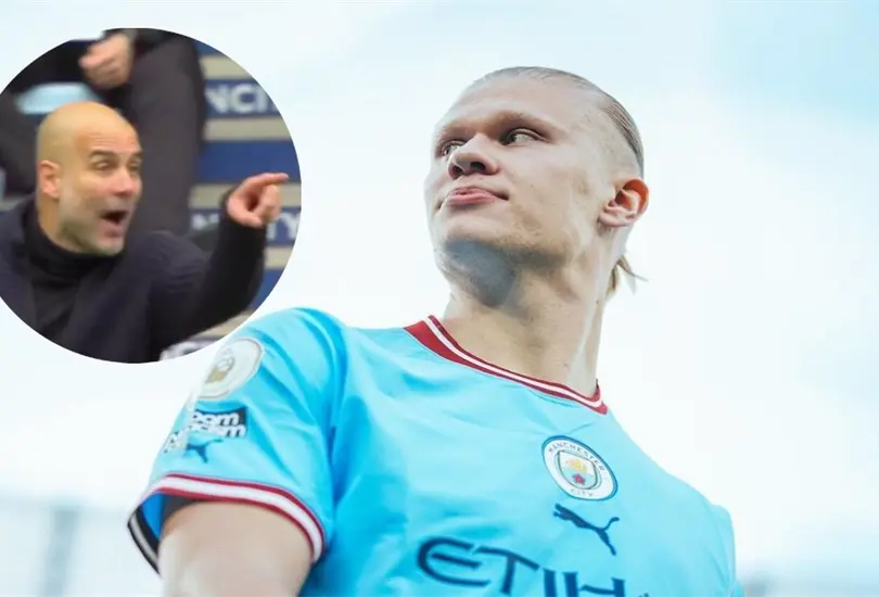 Pep Guardiola se puso nerviso y rega&ntilde;&oacute; a Erling Haaland.