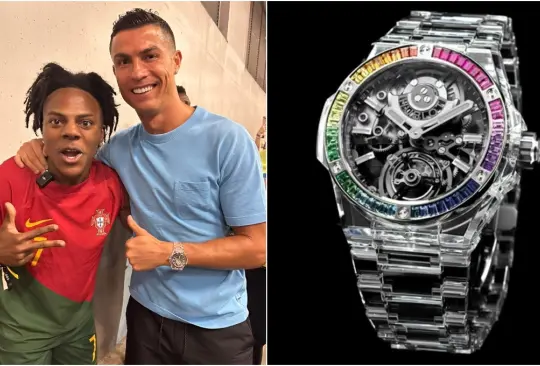 Cristiano Ronaldo presumió su exclusivo reloj que tiene un millonario precio durante su foto con el youtuber, Speed.