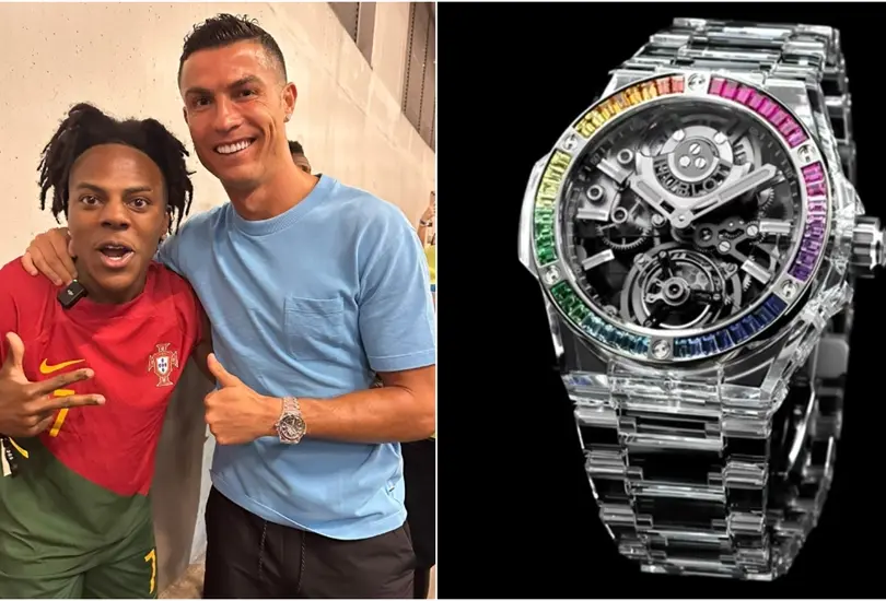 Cristiano Ronaldo presumi&oacute; su exclusivo reloj que tiene un millonario precio durante su foto con el youtuber, Speed.