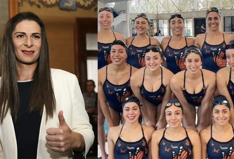 Ana Gabriela Guevara cuestion&oacute; al equipo femenino de nado sincronizado.