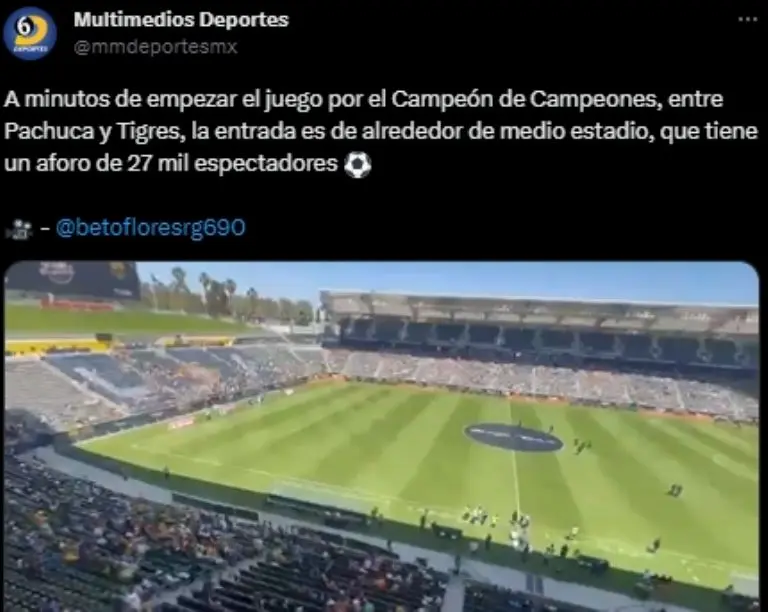 Captura de pantalla sobre el Tigres vs Pachuca.
