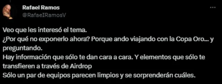 Captura de pantalla de la publicación del periodista de ESPN.