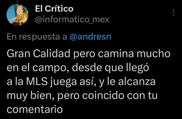 Captura de pantalla de reacciones sobre Carlos Vela.