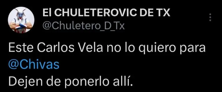 Captura de pantalla de reacciones sobre Carlos Vela.