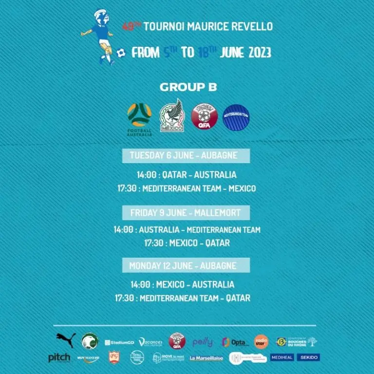 La Selección Mexicana sub-23 está en el Grupo B del Torneo Maurice Revello 2023 - Twitter @TournoiMRevello