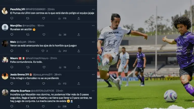 Los aficionados mostraron su enojo que el Pumas vs Mazatlán, del Apertura 2023, terminó en empate 0-0 - Twitter @LigaBBVAMX/Captura