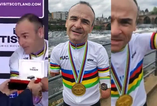 Un ciclista paralímpico se volvió viral por su reacción tras recibir un reloj de pulsera tras ganar el oro en un Mundial. 