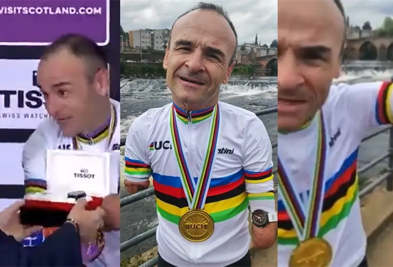 Un ciclista paral&iacute;mpico se volvi&oacute; viral por su reacci&oacute;n tras recibir un reloj de pulsera tras ganar el oro en un Mundial. 