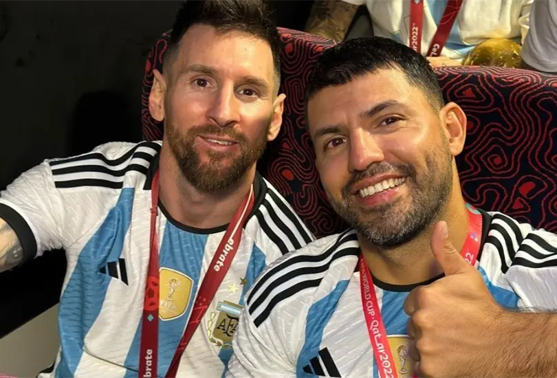 Sergio Kun Ag&uuml;ero festej&oacute; la Leagues Cup de Lionel Messi.
