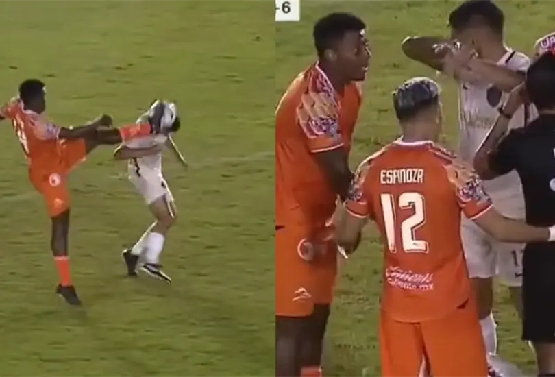Joao Maleck causó polémica después de que fue xpulsado por dar una patada en la cabeza a su rival y reclamarle al árbitro. Joao Maleck causó polémica después de que fue xpulsado por dar una patada en la cabeza a su rival y reclamarle al árbitro.