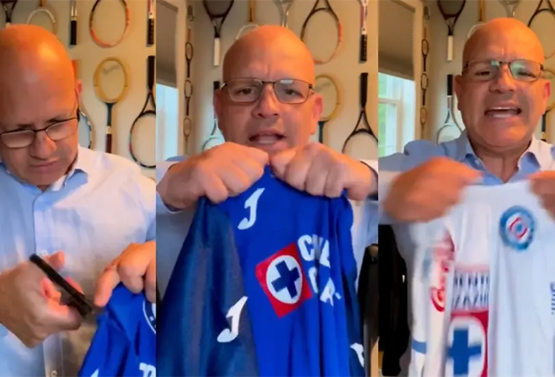 Un periodista de ESPN explot&oacute; y rompi&oacute; sus jerseys de Cruz Azul en forma de protesta por las decisiones de la directiva.