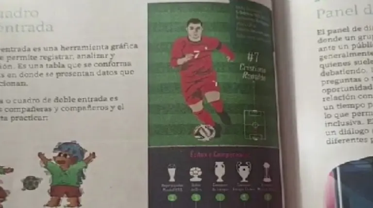 Así se ve la página del libro en la que aparece CR7. Captura de pantalla