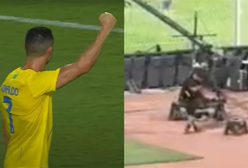 Cristiano Ronaldo noque&oacute; a un camar&oacute;grafo en el estadio.