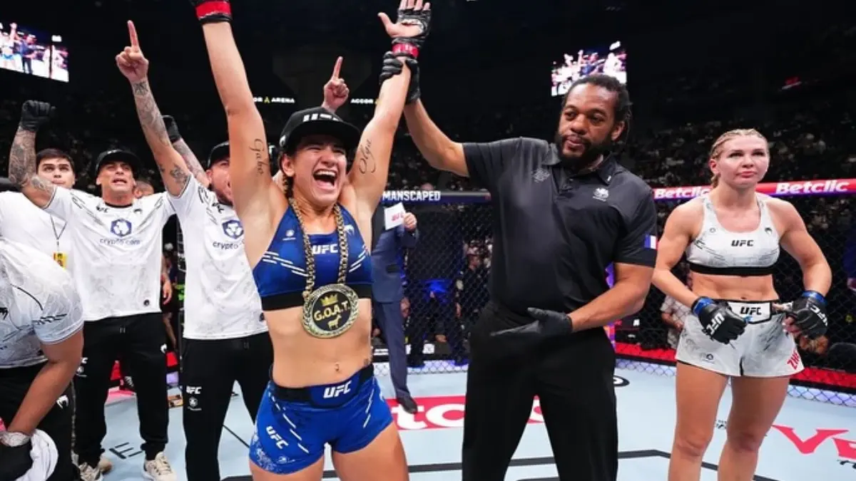 La <strong>argentina</strong> no dudó en celebrar con <strong>twerk</strong>, baile que ha empleado a lo largo de sus cuatro triunfos en <strong>UFC</strong>.