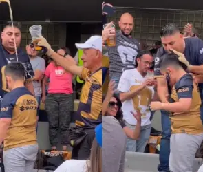 VIDEO | Aficionados de Pumas causan indignación al "bautizar" con cerveza a un niño