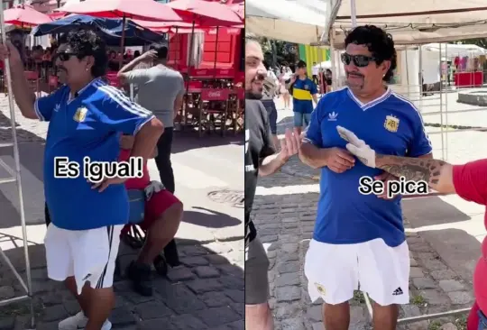 El clon de Maradona cobra por cada foto que se toma con aficionados en la Bombonera.