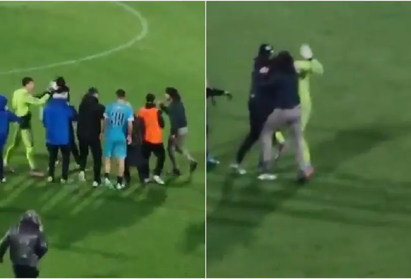 El padre del futbolista golpeado en el partido arremeti&oacute; contra el portero rival.