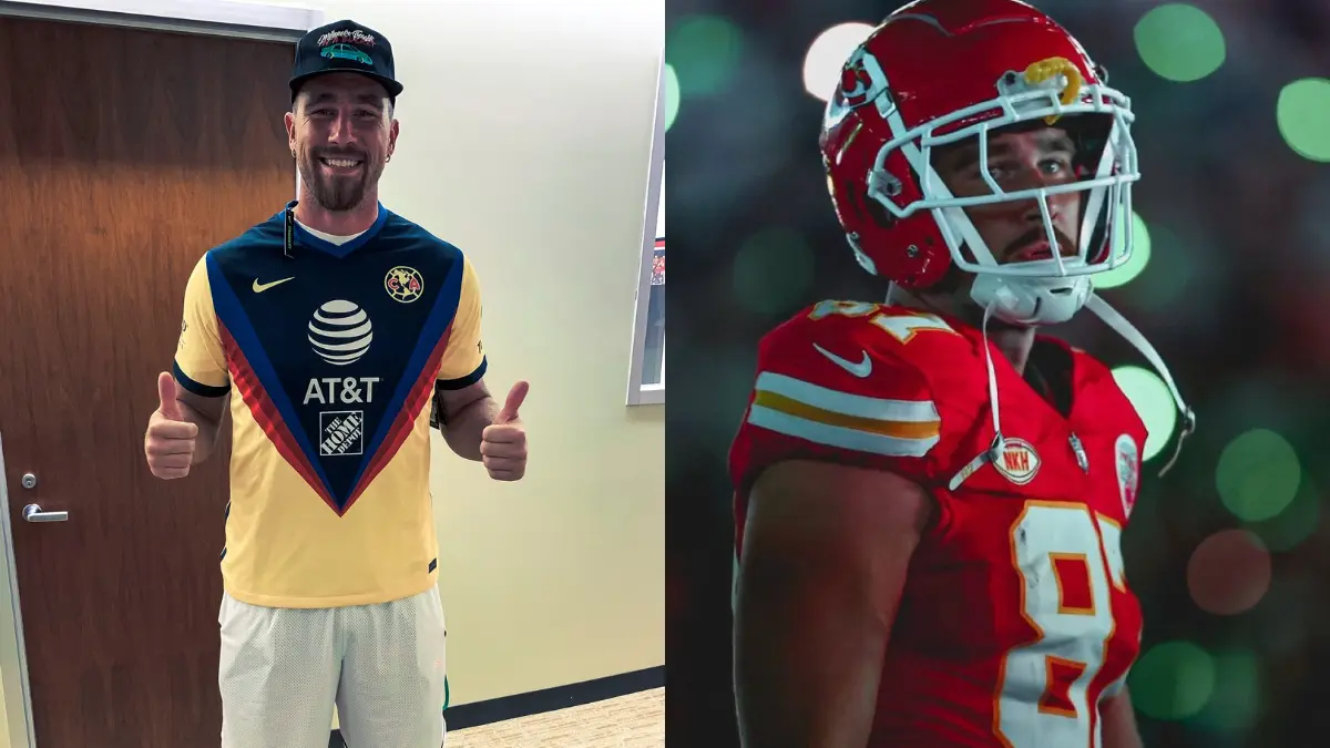 Travis Kelce. Las ´Águilas´ del América, llamaron la atención del ala cerrada de los Kansas City Chiefs durante uno de los partidos que disputó en México, incluso en 2020 se le vio portando los colores del equipo de Coapa.