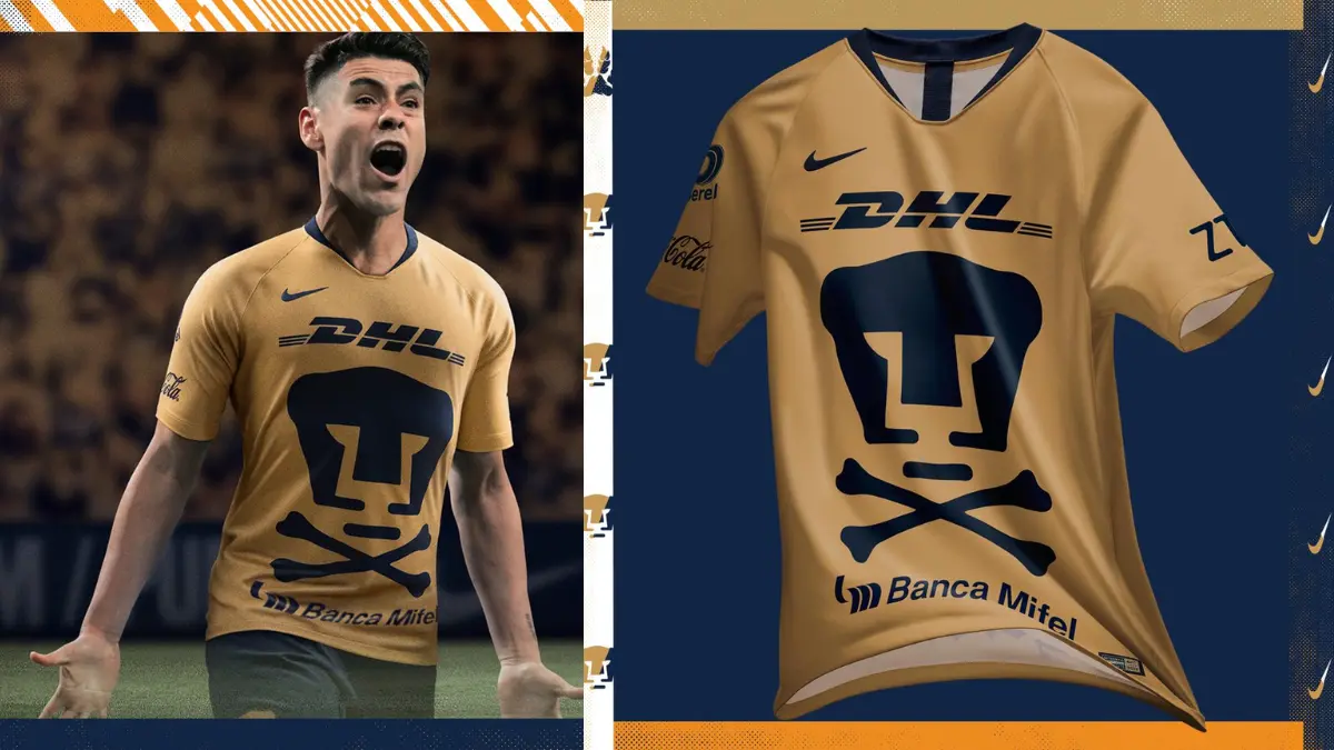 Pumas. Inspirado en el Día de Muertos, en 2018 el club universitario estrenó un uniforme "hecho para honrar a las leyendas" de la mano de Nike, el jersey integraba un par de huesos en la parte inferior del característico puma. 