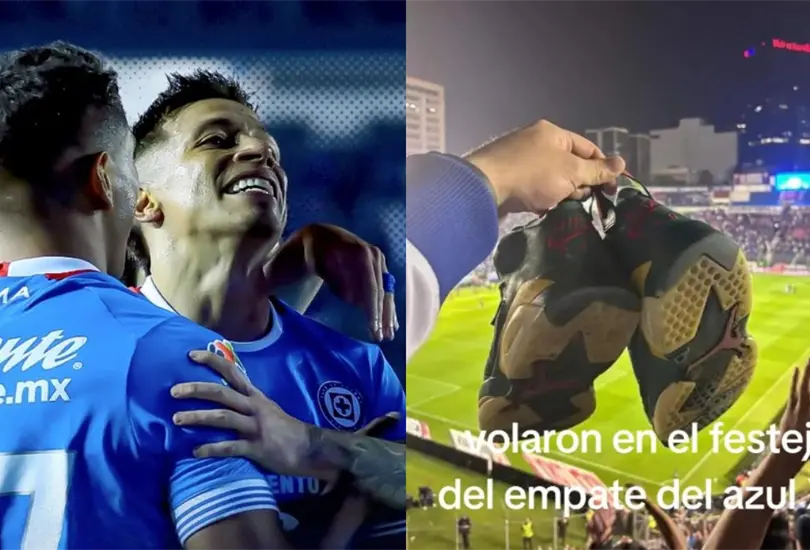 Un aficionado de Cruz Azul perdi&oacute; sus tenis durante los festejos del gol vs Tigres.