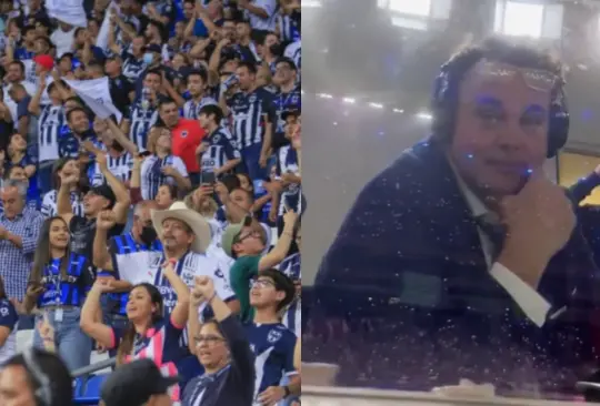 Un aficionado de Rayados aprovechó el momento para gritarle el triunfo de su equipo a David Faitelson