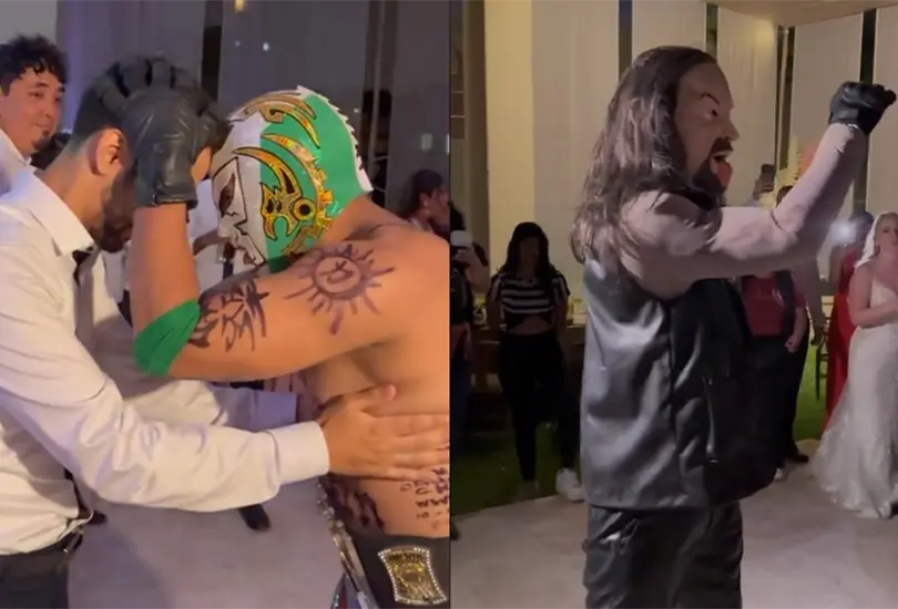 Esta boda se convirti&oacute; en un espect&aacute;culo de Lucha Libre.
