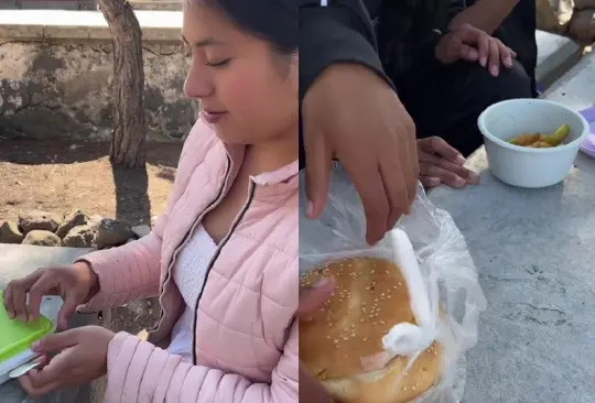 La maestra mostró la comida de sus alumnitos y alumnitas y luego lo que llevó ella.