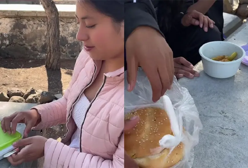 La maestra mostr&oacute; la comida de sus alumnitos y alumnitas y luego lo que llev&oacute; ella.