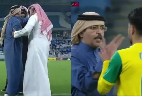 El presidente del equipo qatarí no se aguantó las ganas de reclamar e ingresó a la cancha. 