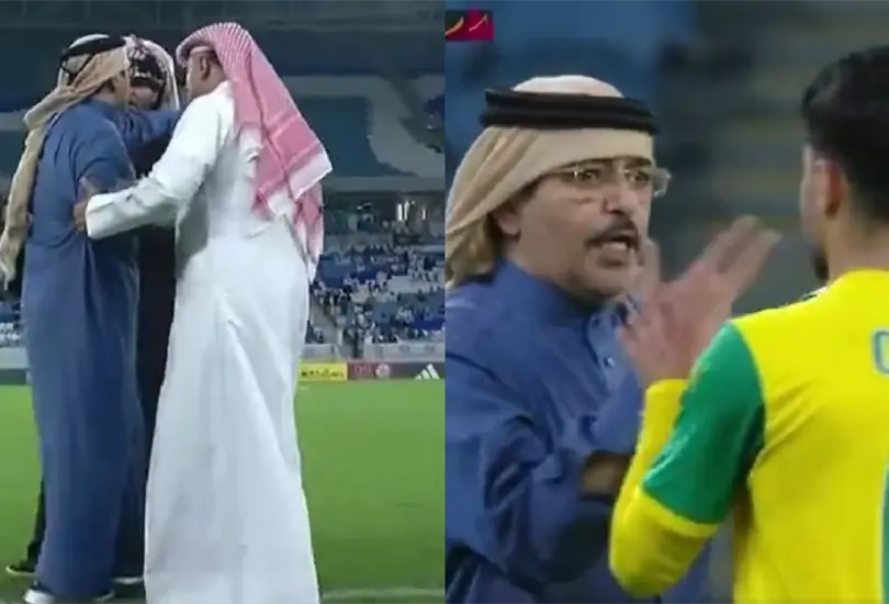 El presidente del equipo qatar&iacute; no se aguant&oacute; las ganas de reclamar e ingres&oacute; a la cancha. 