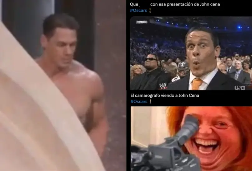 John Cena se hizo viral en la ceremonia de los Oscar 2024 al presentar completamente desnudo la categor&iacute;a de Mejor Vestuario.