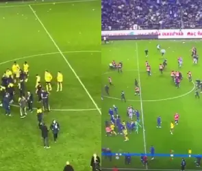 Aficionados y equipo profesional protagonizan batalla campal en la cancha
