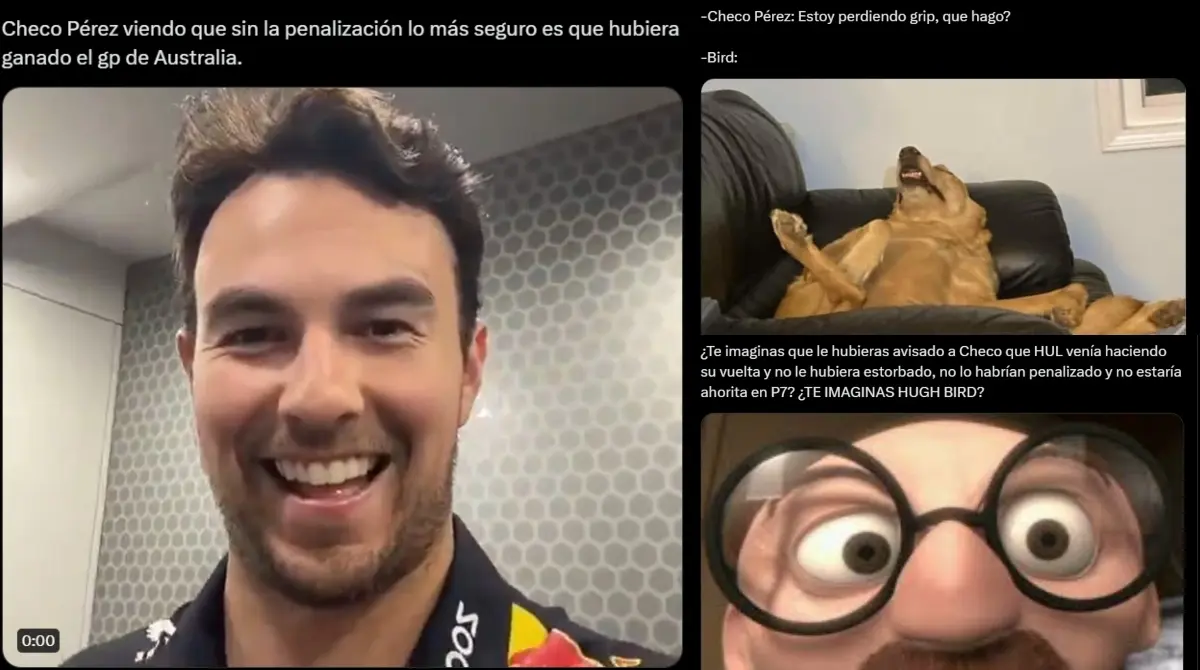 'Checo' Pérez fue víctima de los memes luego de no poder ganar el GP de Australia a pesar de que Max Verstappen abandonó la carrera.